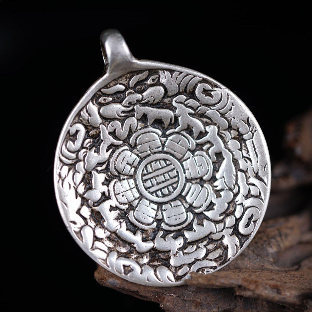 Tibetan Eight Trigrams Pendant & Symbols Totem - Car & Bag Hanger Accessory Large