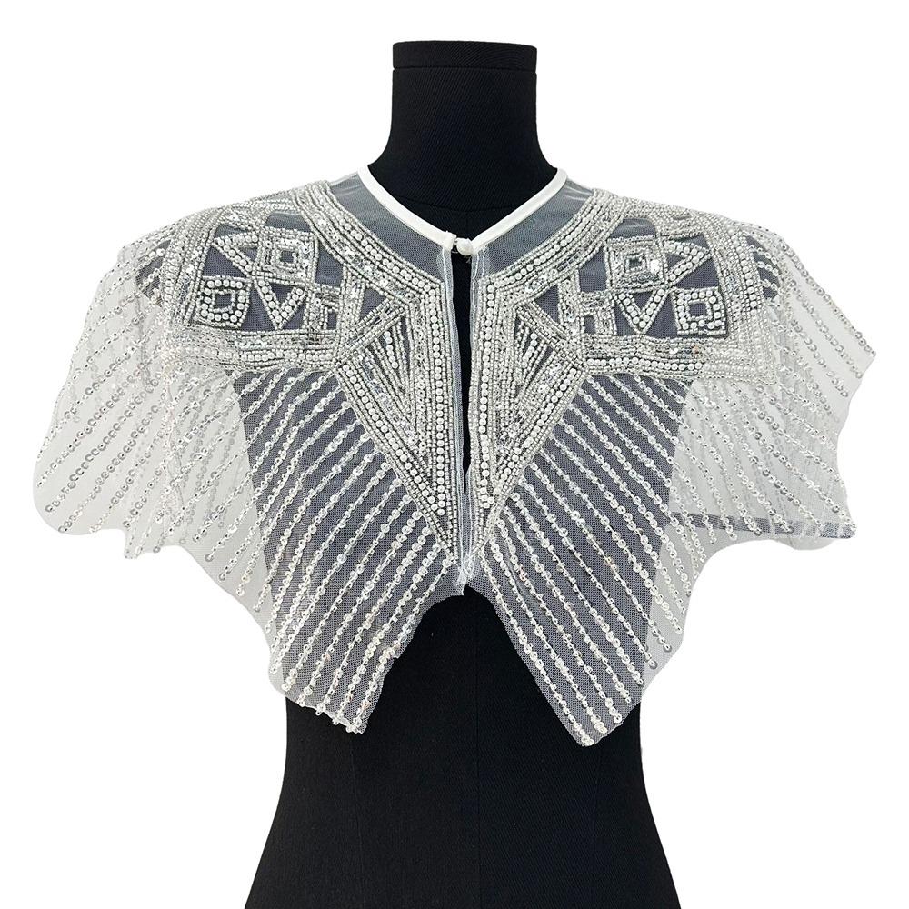 Embroidered Pattern Mesh Shawl Collar Beaded Design Embroidery Neckline False Collar  Daily Wear Style 6