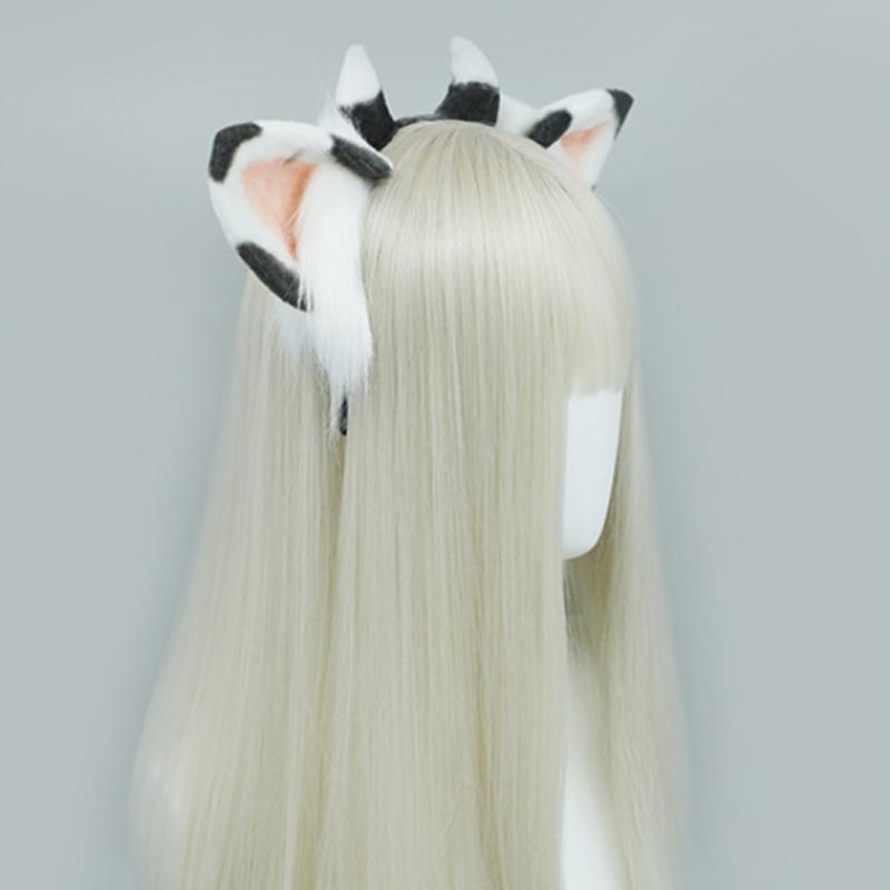 Plush Ears Hair Hoop Halloween Cow Ears Headband Furry Cartoon Animal Hairband Anime Fancy Dress Cosplay Headdress