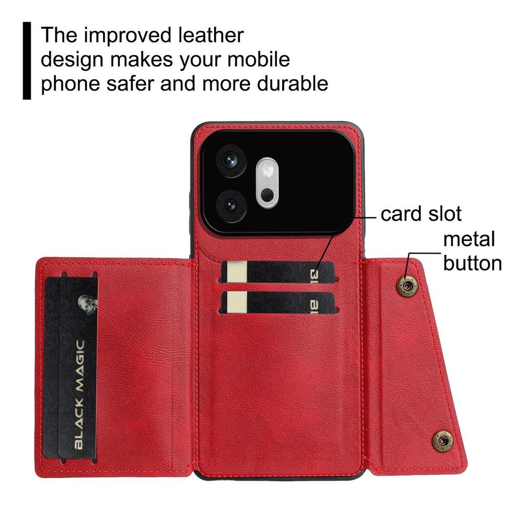 Vintage Leather Card Holder Phone Case for HONOR 600 Card Pockets Dual Snap Buttons Flip Wallet Shell