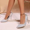 Fashion Women's Silver Stiletto Heel Pumps with Bowknot Sexy Pointed Toe High Heels Wedding Party Shoes Woman Elegant Pumps 2025