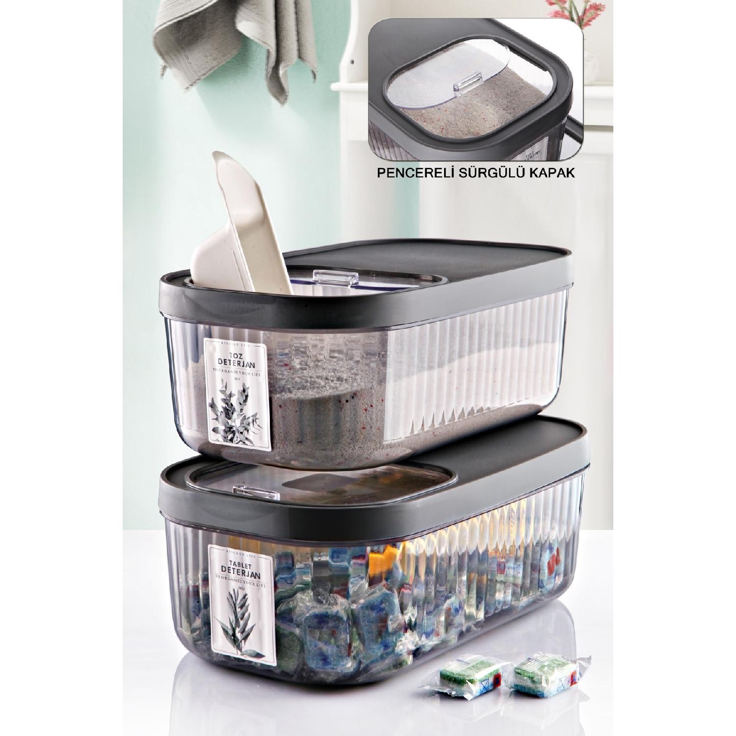 

Контейнер для хранения порошка и моющего средства для таблеток с раздвижной крышкой размера 2 упаковок 5-литровая коробка с подкладкой