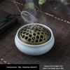 Jingdezhen Celadon Ceramic Three-Legged Small Incense Burner with Ice Crack Glaze and Anti-Scald Lid.