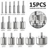 15PCS Diamond Coated Drill Bits Glass Hole Saw 6-50mm 15 Sizes Glass Hole Opener Tile Marble Granite Hole Opening