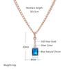 Unusual Shiny Square Blue Natural Zircon Pendant Necklace For Women Luxury  Rose Gold Color Party Daily Fine Jewelry