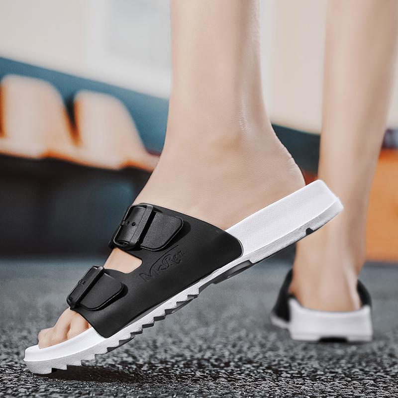 Fashion Women Lightweight Buckle Decor Fastener Large Size 45 46 Sport Sandals Sporty Black Fabric Sandals Summer Men Shoes