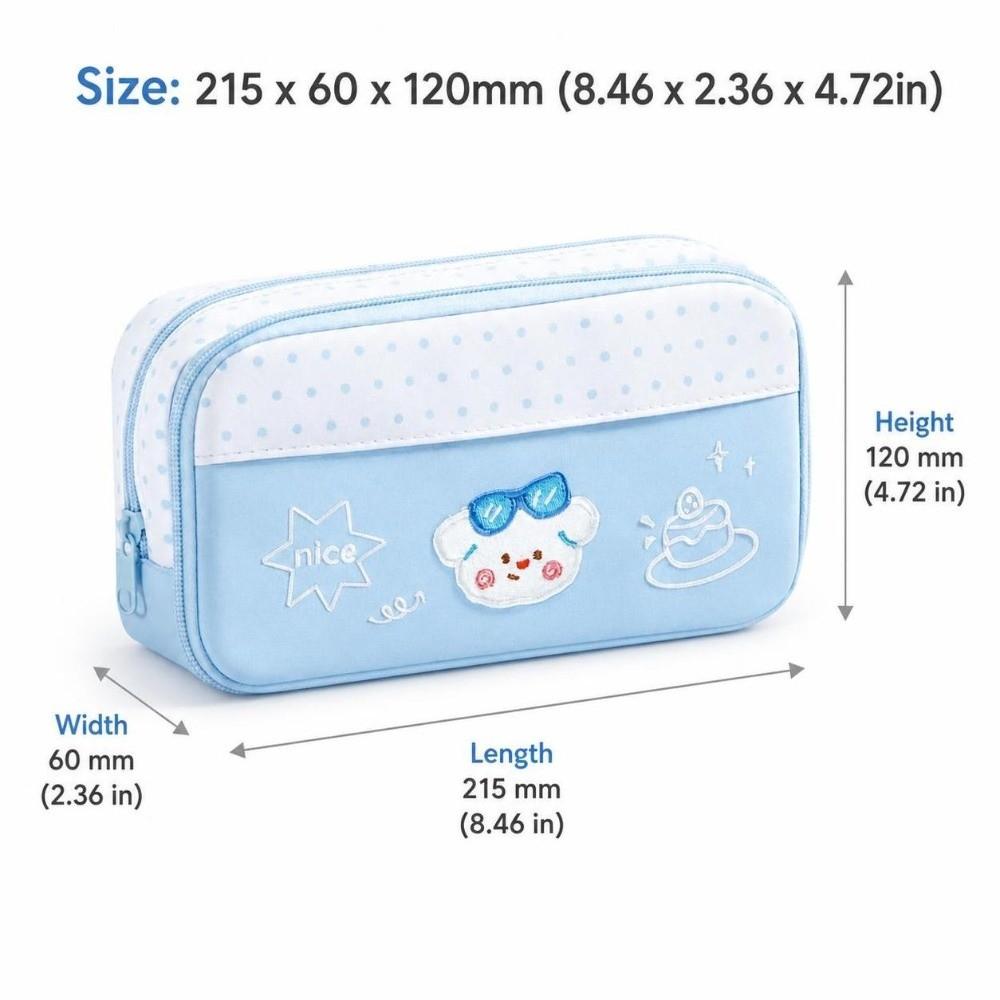 Large Capacity Pencil Case Polka Dot Print Pencil Pouch Multifunctional Stationery Pouch Students