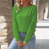 Women's Fashionable Casual Openwork Long-Sleeved Off-the-Shoulder Pullover Knit Top