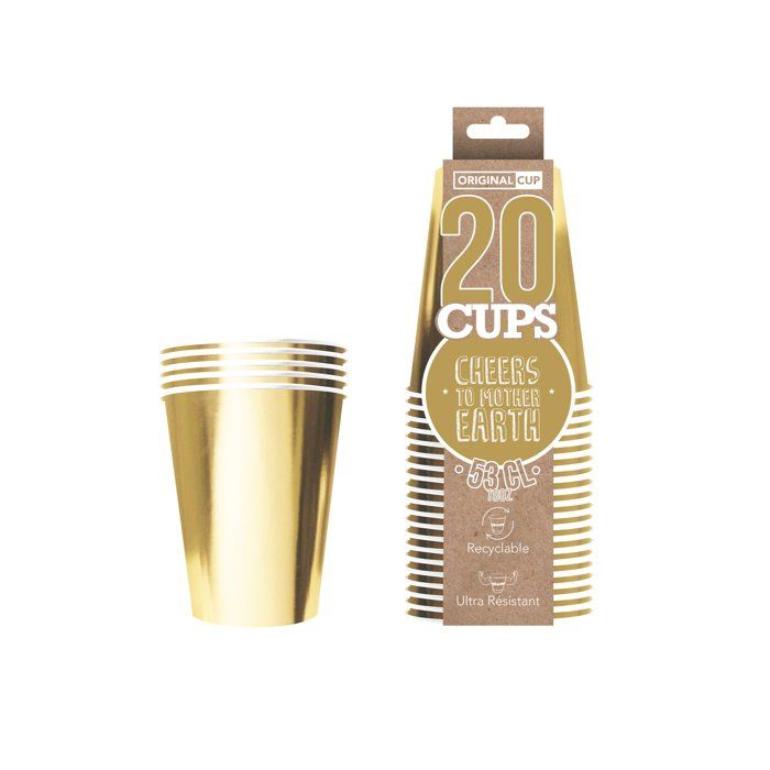 20 gobelets américain carton 53cl or