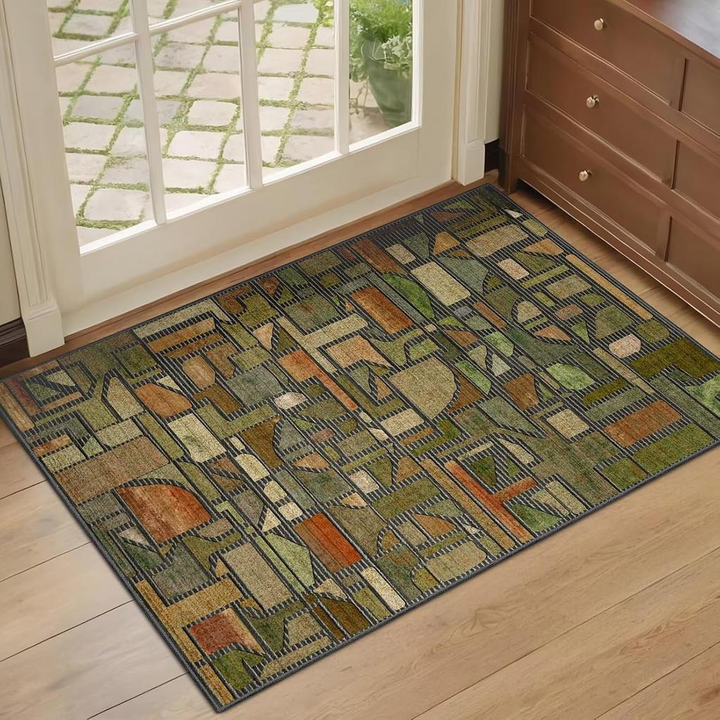 Abstrakter Geometrischer Teppich Gesprenkelter Antik Strukturierter Teppich Retro Stil Wohnzimmer Küche Eingang Schuhwechsel Rutschfeste Fußmatte
