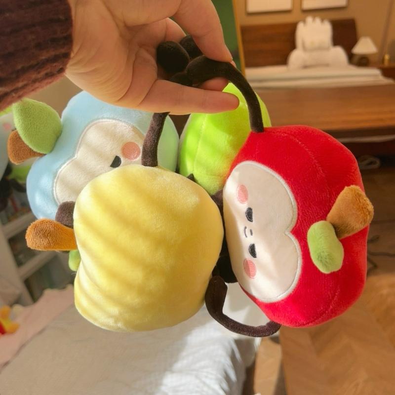 Hra Láska a Deepspace Plyšové panenky jablka Plněné figurky Hračky Sběratelský dárek Kreslený styl Ovocná panenka Dekorace do auta/pokoje