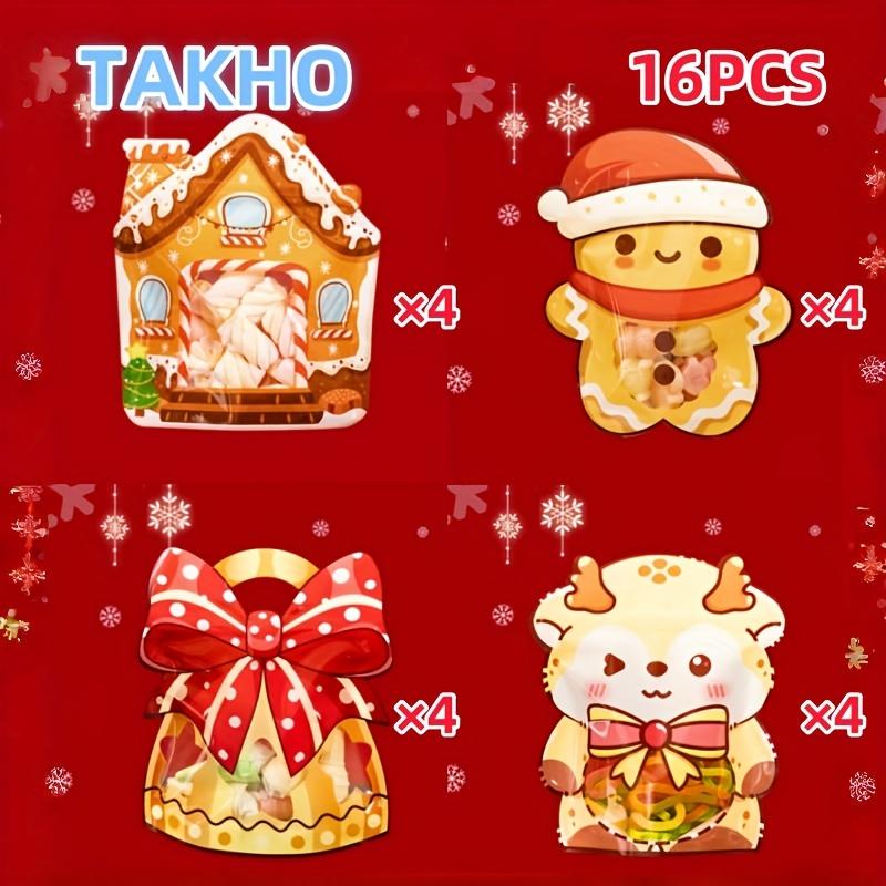 

16 шт. многоразовых рождественских подарочных пакетов с дизайном Санта-Клауса, оленей, прочные ПЭТ самозаклеивающиеся праздничные пакеты для Рождества, рождественские пакеты для подарков Christmas Decoration-16PCS