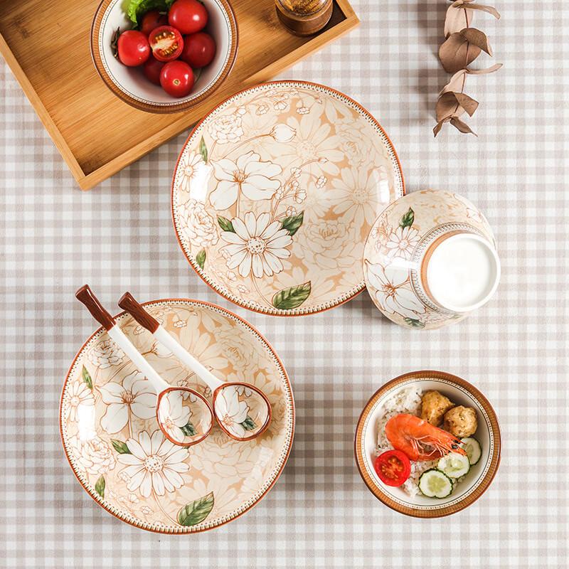 Bailian Japanese Ceramic Camellia 16-Piece Tableware Gift Set