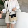 Small Straw Bucket Bags for Women Summer Crossbody Bags Lady Travel Purses and Handbags Female Shoul