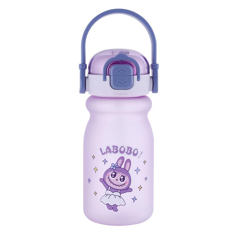 Water bottle new 1011 cartoon children's plastic cup high value double drinking straw water cup portable cute student cup