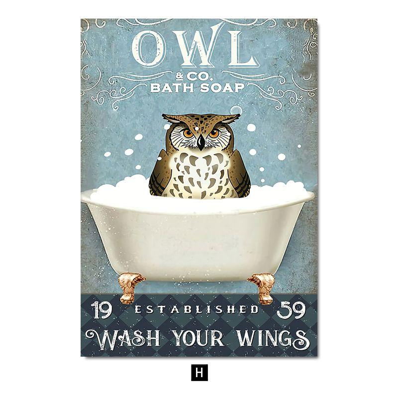 

Современное украшение для детской комнаты с мультяшными животными, картина с черным котом, собакой, постер для ванной комнаты, детский душ, настенное искусство, домашний декор 30x40cm No Frame