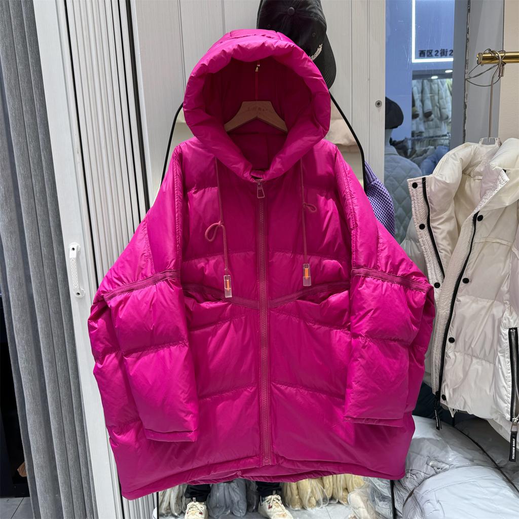 Winter Down Jacket Women's Mid-length Hooded Plus Size Loose Thick Jacket
