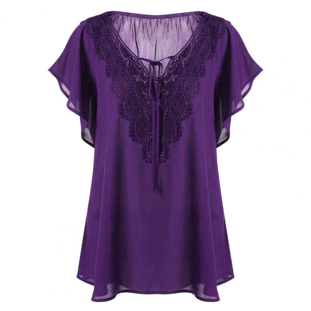 Bluzka damska plus size z dekoltem w serek, rozkloszowanymi rękawami, casualowy top, sukienki damskie plus size, odzież damska plus size, duży rozmiar 4XL 5XL