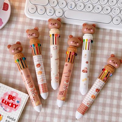 Kawaii Bear Cartoon Silicone 10 Colors Chunky Ballpoint Pen School Office Supply