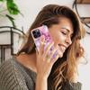 YB IMD Series-17 Style-E for iPhone 15 Pro Max Ring Kickstand 2.0mm TPU Phone Case IMD Marble Pattern Back Cover