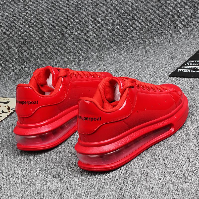 Shiny Patent Leather Small White Shoes Women's Couple Models Air Cushion Women's Skateboard Shoes Sneakers Women