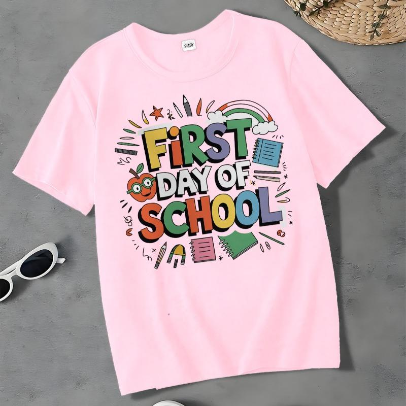 Kids Crewneck Casual T-Shirt, Soft Short Sleeve Top
