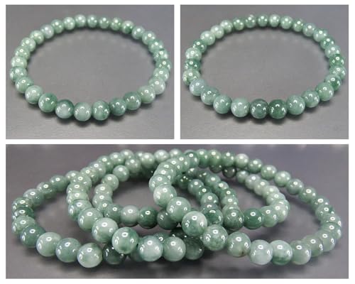 [Sekimachi] Jadeite Bracelet, Genuine Jade, Approx. 6mm, Natural Stone, Dark Color, Trivet, Amulet (Approx. 150mm (Women's Medium))