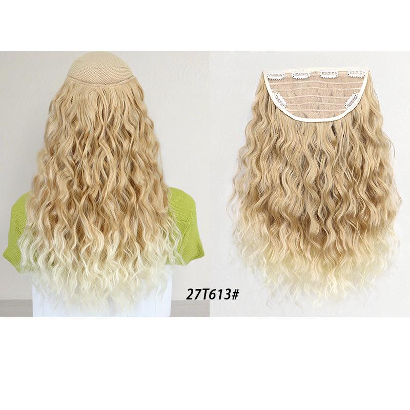Seamless U-Shaped Water Wave Clip-In Hair Extensions, 6 Clips, 45cm, for Women, Volume Boost, Synthetic Fiber