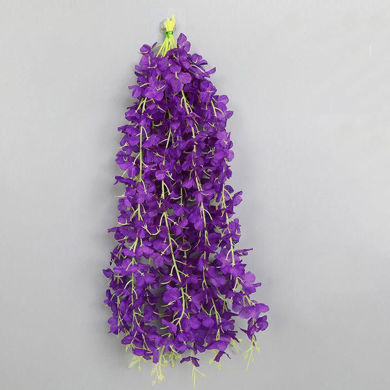 100CM Violet Artificial Flower Party Decoration Simulation Valentine S Day Wedding Wall Hanging Basket Flower Orchid Fake Flower