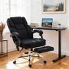 Office Chair with 6-point Vibration Massage and Heat, Fabric Desk Chair with Footrest, High Back, Black