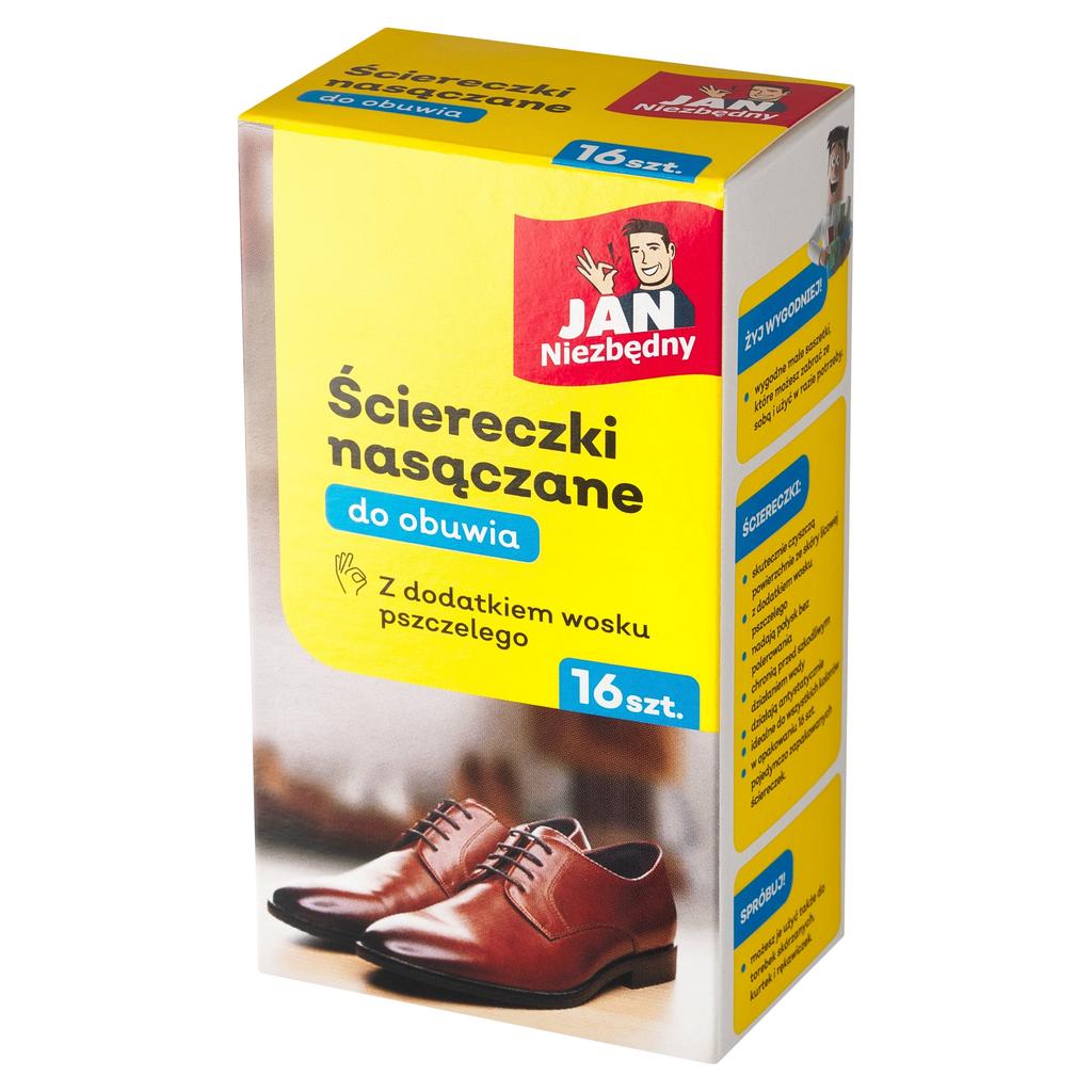 Jan Niezbędny ściereczki nasączane do butów z woskiem pszczelim 16 szt.