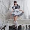 Halloween Costume Lolita Maid Outfit Cook's Daily Black and White Plaid Cosplay Maid Lolita Dress