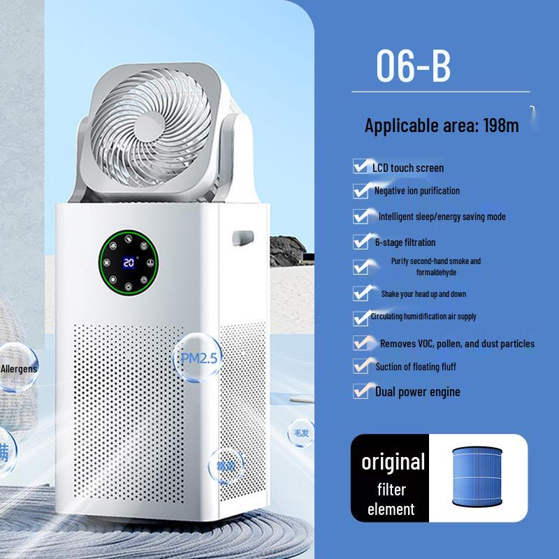 4-in-1 Negative Ion Air Purifier & Mist-Free Humidifier with Formaldehyde Removal & Air Circulation Fan