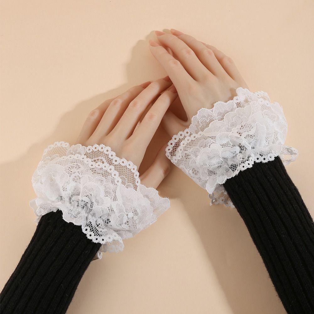 Costume Accessory Fake Cuff Lace Ruffled Wrist Lace Cuff Fake Sleeves Cuffs  Stage Performance
