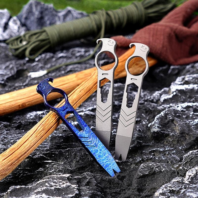 Titanium Alloy Crowbars Outdoor Pry Bar Multifunctional Every Day Carry Wrench Outdoor Camping Tools with Bottle Opener