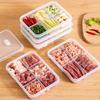 Food-Grade, Frozen Meat Compartment, Fresh-Keeping Box, Freezer-Specific, Transparent Container for Portioning, Four Compartments, 2 Pieces