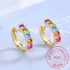 Fashion Jewelry 925 Sterling Silver Colorful Crystal Stud Earrings For Women Romantic Earring Brincos Pendientes