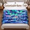 Wolf Theme Soft Blanket Personalized Custom Name Text Print Warm Blanket Home Sofa Bedroom Decor