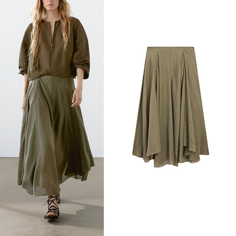 MD Spring and Summer Women's Clothing Art Department Irregular Design Skirt Draping Effect Mid Length Long Length Skirt 5266588