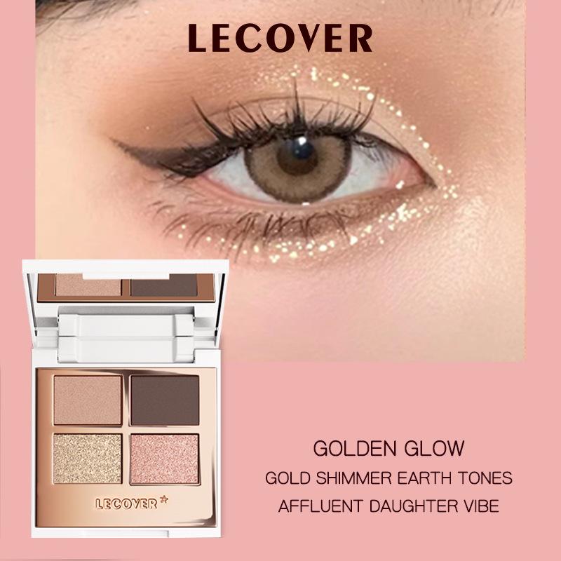 LECOVER Four-Color Eyeshadow Palette: Matte, Pearl, Fine Shimmer & Super Flash Highlights for European and American Styles