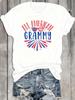 All American Grammy Tee Round Neck T Shirt White, Short Sleeve, Regular Fit, Casual Style, Slight Stretch Fabric, Perfect for Daily Wear And Gifts