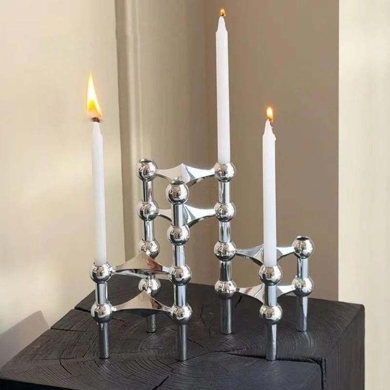 Creative 3-Leg Candle Holder Light Luxury Alloy Candelabra for Hotel, Party, Dinner & Western Restaurant Table Decor