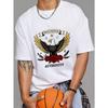 Crew Neck T Shirt White Eagle and Roses Rock Festival Authority Print Unisex Casual Wear for Music Events and Daily Outfits