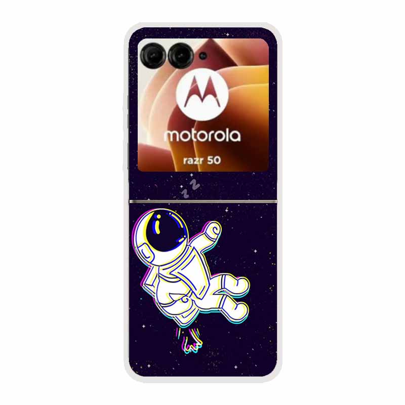 For Moto Razr 50 Case Clear Plastic Hard Painted Space Transparent Phone Covers for Motorola Razr 60 50 Coque Razr 2024 PC Cases