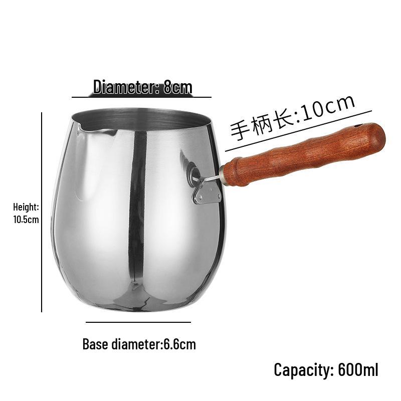 304 Stainless Steel Mini Pot with Long Handle for Oil Splatter, Hot Oil, Baby Food, and Milk, Suitable for Induction Cookers.