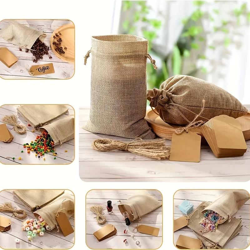 30 Premium Geschenktüten Wiederverwendbare Leinentaschen mit Kordelzug und Etiketten, Geeignet für Hochzeitsgeschenke, Party-Schmuckbeutel, DIY-Bastelarbeiten