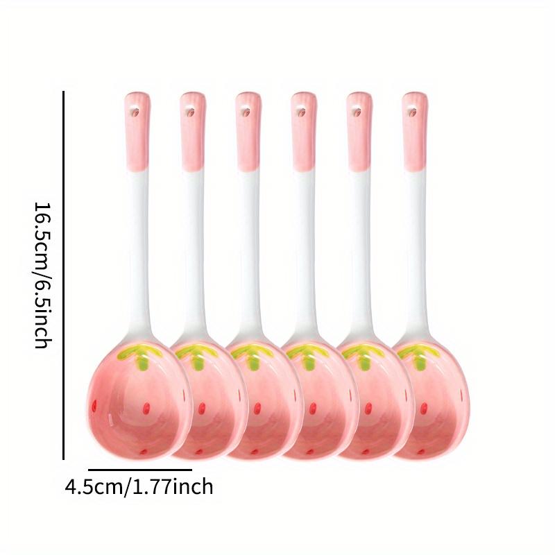 Cute Ceramic Strawberry Shaped Spoons Set - 2/4/6Pcs Perfect for Stirring Honey Coffee Rice -Ideal Tableware for Home Restaurant