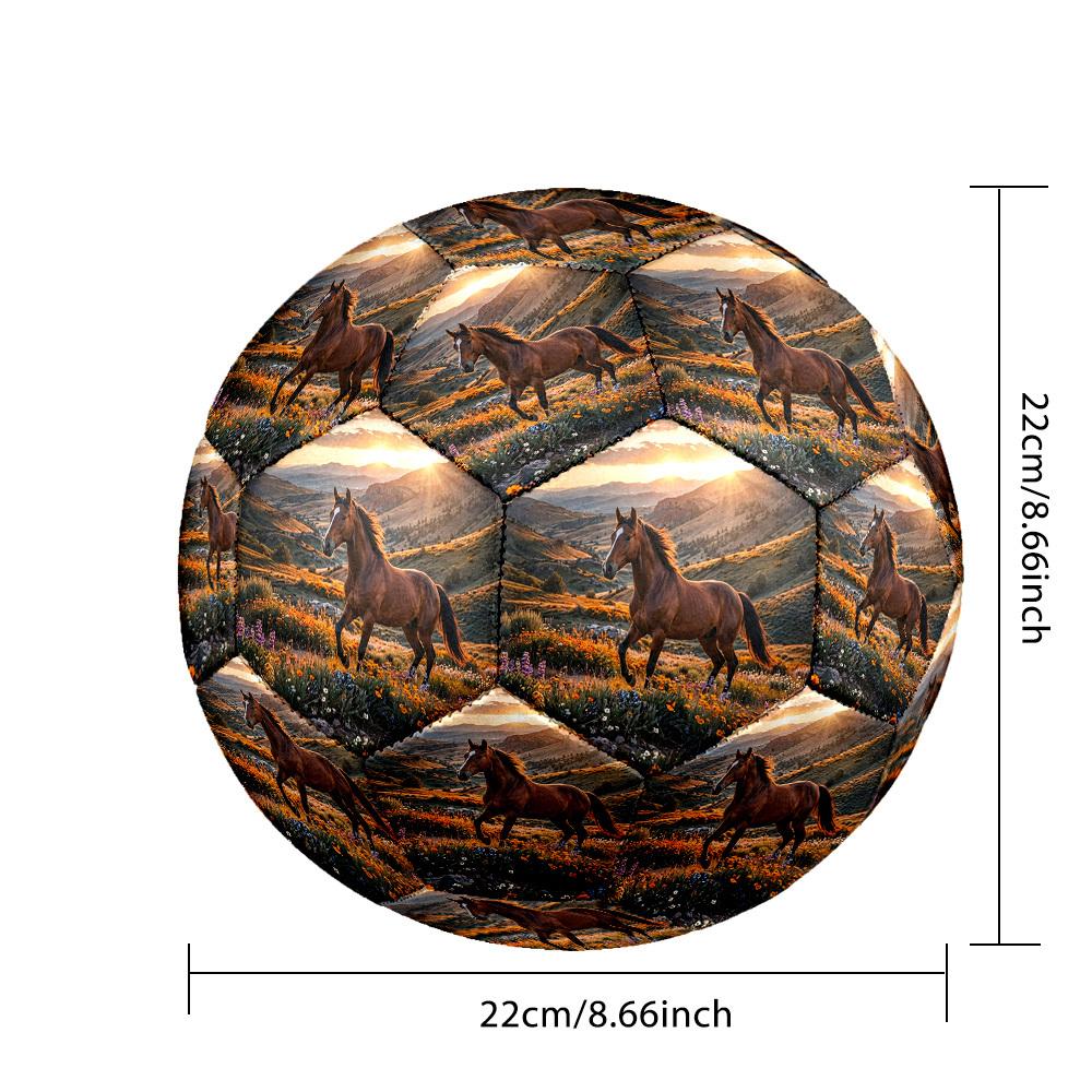1pc Horse Wildflowers Theme Soccer Ball Football, Size 5, Lightweight PVC, Durable Outdoor Training Soccer Ball, Gift m61417
