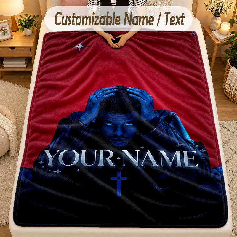 FlaneldeckeThe Weeknd Benutzerdefinierter Name Text Personalisierte Weiche Warme Überwurfdecke Heimdekoration Geschenk