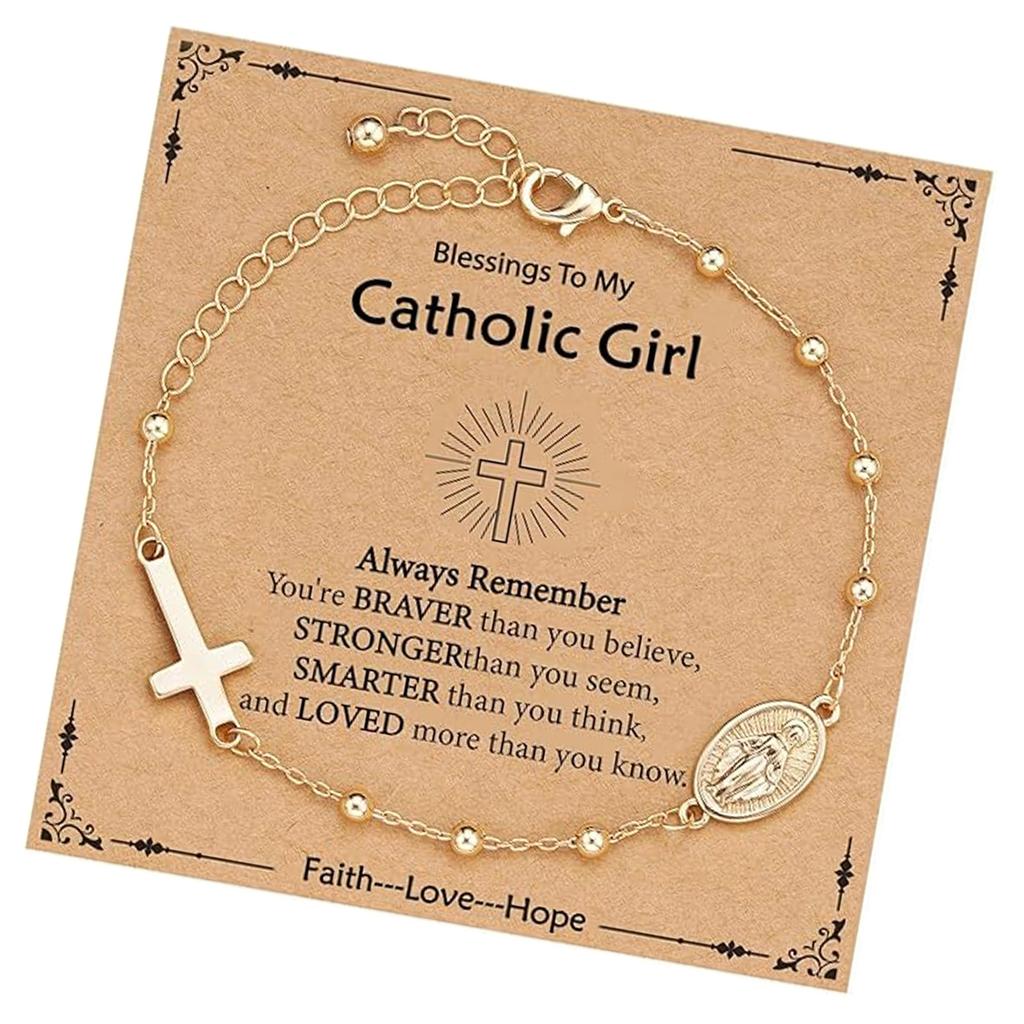 Marys Crosses Bead Bracelet In Sturdy Metal For Women Men Seeking Faith Inspired Accessories And Comfortable Fit